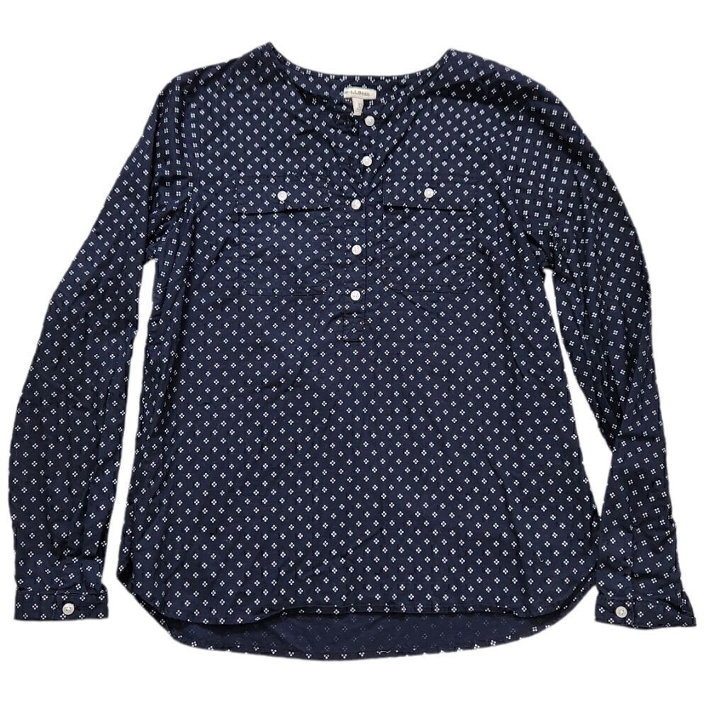 L.L.Bean Popover Button Navy Shirt